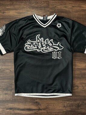 TRIBAL GEAR STREETWEAR 01 FOOTBALL JERSEY BLACK MEDIUM BAGGY